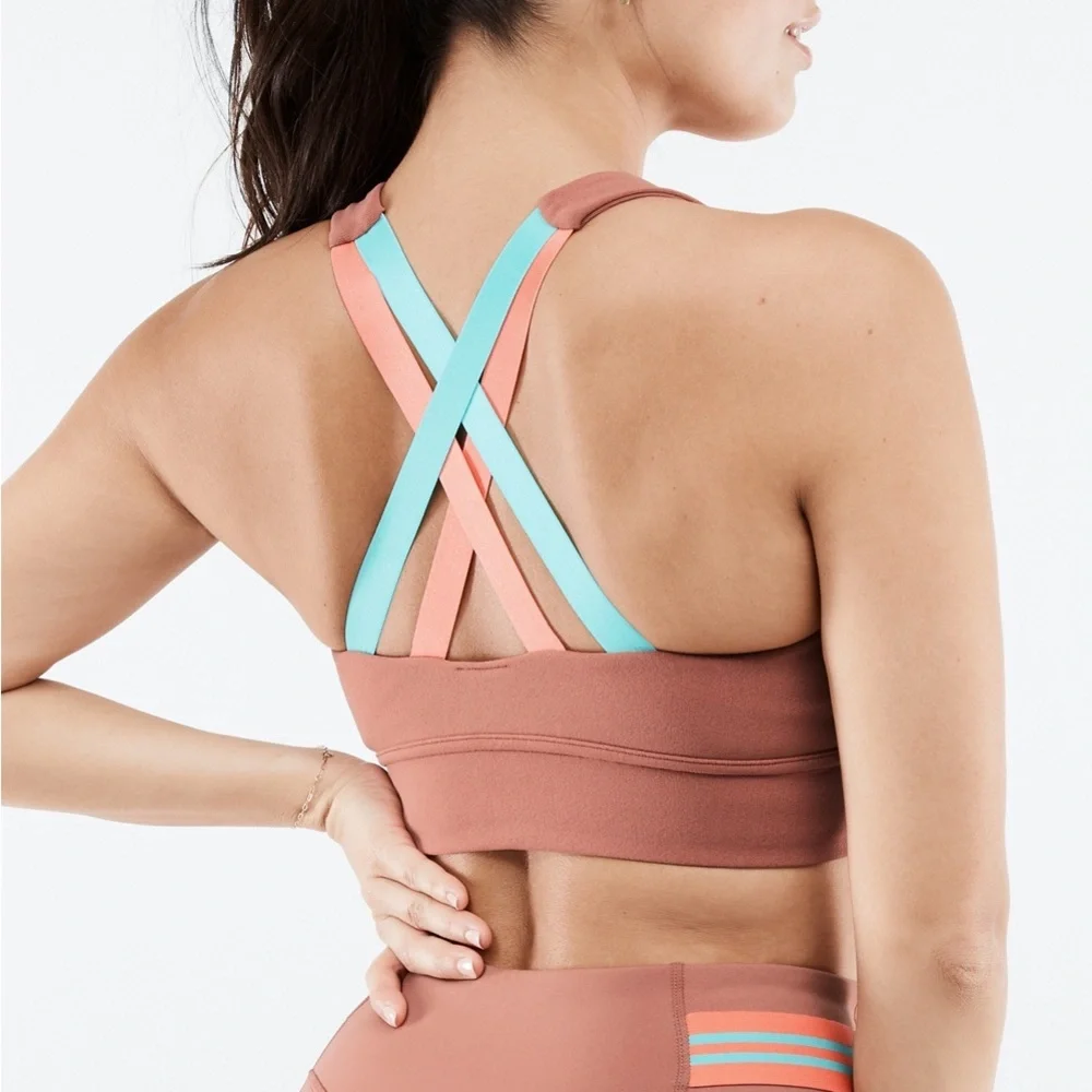 FABLETICS | FREYS SCULPTKNIT HIGH IMPACT SPORTS BRA TERRA/POOL/CORAL XS / SMALL